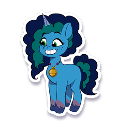 Size: 512x512 | Tagged: safe, imported from derpibooru, pony, unicorn, cute, drop shadow, female, freckles, g5, gameloft, grin, jewelry, mare, medallion, misty brightdawn, mistybetes, my little pony: mane merge, my little pony: tell your tale, official, pendant, simple background, smiling, solo, transparent background, unshorn fetlocks