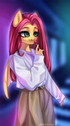 Size: 1860x3333 | Tagged: safe, artist:02vxmp, artist:minchyseok, imported from derpibooru, fluttershy, anthro, pegasus, candy, clothes, draw this in your style, female, food, lollipop, solo