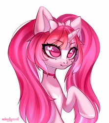 Size: 3535x3976 | Tagged: safe, artist:02vxmp, artist:minchyseok, imported from derpibooru, oc, oc only, pony, unicorn, commission, fangs, female, heart, heart eyes, horn, simple background, solo, unicorn oc, white background, wingding eyes