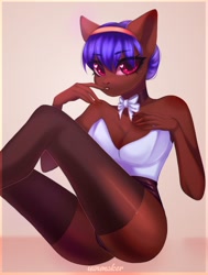 Size: 2444x3241 | Tagged: safe, artist:02vxmp, artist:minchyseok, imported from derpibooru, oc, oc only, anthro, earth pony, anthro oc, breasts, cleavage, clothes, commission, female, solo, stockings, thigh highs, ych result