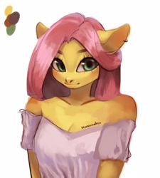 Size: 3000x3333 | Tagged: safe, artist:02vxmp, artist:minchyseok, imported from derpibooru, fluttershy, anthro, pegasus, female, simple background, solo, white background