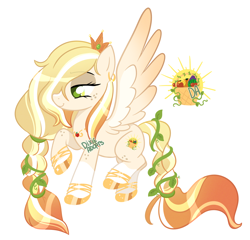 Size: 2000x1923 | Tagged: safe, artist:dixieadopts, imported from derpibooru, oc, oc only, oc:celestial harvest, pegasus, pony, braid, female, magical lesbian spawn, mare, offspring, parent:applejack, parent:princess celestia, parents:applelestia, pegasus oc, simple background, solo, transparent background