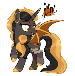 Size: 2000x2025 | Tagged: safe, artist:dixieadopts, imported from derpibooru, oc, oc only, oc:shadow apple, bat pony, pony, female, mare, offspring, parent:applejack, parent:king sombra, parents:sombrajack, simple background, solo, transparent background