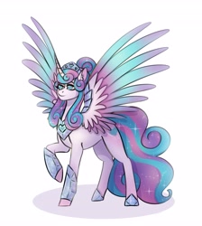 Size: 3663x4096 | Tagged: safe, artist:yutailaarts, imported from derpibooru, princess flurry heart, alicorn, pony, female, jewelry, older, older flurry heart, regalia, simple background, solo, spread wings, white background, wings
