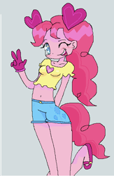 Size: 383x589 | Tagged: safe, artist:anonymare, imported from derpibooru, pinkie pie, human, crossover, humanized, simple background, solo, spinel (steven universe), steven universe