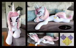 Size: 1280x820 | Tagged: safe, artist:purplenebulastudios, imported from derpibooru, fleur-de-lis, pony, irl, life size, photo, plushie, solo