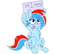 Size: 1366x1024 | Tagged: safe, artist:mlpcartel, imported from derpibooru, oc, oc only, oc:raindroxx, not rainbow dash, sign, simple background, solo, tongue out, transparent background