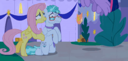 Size: 450x214 | Tagged: safe, imported from derpibooru, screencap, feather flatterfly, fluttershy, twilight sparkle, alicorn, pegasus, pony, the summer sun setback, animated, bipedal, cropped, female, flying, folded wings, glasses, male, mare, necktie, pushing, rain, stallion, twilight sparkle (alicorn), wings