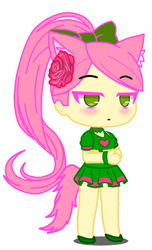 Size: 261x429 | Tagged: safe, artist:u66589, imported from twibooru, anthro, pony, 4+, cute, female, flower, for kids only, g5, gacha, gacha club, gacha life, green dress, high res, image, kids game, png, posey (g5), rose, serious