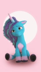 Size: 720x1280 | Tagged: safe, artist:makaryo, imported from derpibooru, pony, unicorn, 3d, animated, cute, female, floppy ears, g5, hoof heart, mare, misty brightdawn, mistybetes, pink background, simple background, smiling, sound, underhoof, webm