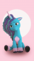 Size: 1080x1920 | Tagged: safe, artist:makaryo, imported from derpibooru, pony, unicorn, 3d, animated, animation test, cute, female, floppy ears, g5, hoof heart, mare, misty brightdawn, mistybetes, music, pink background, simple background, smiling, sound, underhoof, webm