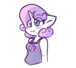 Size: 846x759 | Tagged: safe, artist:zutcha, imported from derpibooru, sweetie belle, anthro, unicorn, :3, blushing, cute, diasweetes, eye clipping through hair, eyebrows, eyebrows visible through hair, female, mare, older, older sweetie belle, simple background, sketch, solo, white background