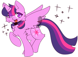 Size: 3720x2736 | Tagged: safe, artist:smaylik, imported from derpibooru, twilight sparkle, alicorn, pony, cheek fluff, chest fluff, female, high res, mare, obtrusive watermark, open mouth, simple background, solo, stars, twilight sparkle (alicorn), watermark, white background, wings