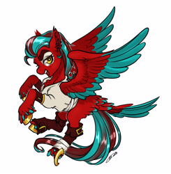 Size: 3364x3433 | Tagged: safe, artist:opalacorn, imported from derpibooru, oc, oc only, pegasus, pony, colored wings, multicolored wings, open mouth, open smile, simple background, smiling, solo, spread wings, tail, tail feathers, white background, wings