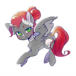 Size: 901x897 | Tagged: safe, artist:horseyuris, imported from derpibooru, oc, oc only, oc:void, pegasus, pony, blushing, ear piercing, earring, female, jewelry, laurel, mare, nose piercing, nose ring, piercing, simple background, solo, spread wings, white background, wings