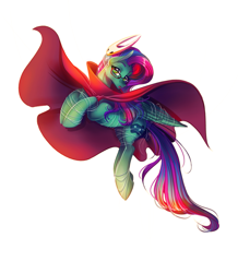 Size: 1881x2160 | Tagged: safe, artist:limreiart, imported from derpibooru, part of a set, oc, oc only, oc:star dust, hornet, insect, pegasus, pony, birthday gift art, blue eyeshadow, blue mane, blue tail, cape, chest fluff, cloak, clothes, commission, cosplay, costume, eyelashes, eyeliner, eyeshadow, femboy, folded wings, gift art, glasses, green eyes, hollow knight, long mane, long tail, looking up, loose hair, makeup, male, mask, open mouth, pegasus oc, purple mane, purple tail, simple background, solo, tail, tangled up, teal wings, two toned mane, two toned tail, white background, wings