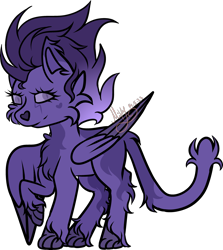 Size: 3196x3580 | Tagged: safe, artist:thecommandermiky, imported from derpibooru, oc, oc only, oc:miky command, cat, hybrid, pegasus, female, mare, paws, pegasus oc, purple eyes, purple hair, purple mane, redesign, simple background, solo, spots, spotted, spread wings, transparent background, wings