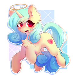 Size: 2048x2048 | Tagged: safe, artist:strawberryc208, imported from derpibooru, oc, oc only, oc:seven sister, pony, unicorn, beanbrows, chest fluff, commission, cute, eye clipping through hair, eyebrows, female, horn, looking at you, mare, ocbetes, signature, simple background, solo, unicorn oc, white background