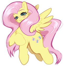 Size: 739x755 | Tagged: safe, artist:k4mi_kazeee3, imported from derpibooru, fluttershy, pegasus, pony, blushing, cheek fluff, chest fluff, female, looking at you, simple background, solo, spread wings, three quarter view, transparent background, wings