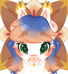 Size: 2500x2700 | Tagged: safe, artist:bananasplitedy, imported from derpibooru, oc, oc only, blushing, bow, bust, ear fluff, fangs, female, hair bow, heart, heart eyes, looking at you, makeup, mare, portrait, simple background, solo, transparent background, wingding eyes