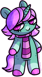 Size: 860x1575 | Tagged: safe, artist:sexygoatgod, imported from derpibooru, oc, oc only, semi-anthro, unicorn, animal crossing, chibi, clothes, eyeshadow, female, lidded eyes, makeup, scarf, simple background, solo, striped scarf, transparent background