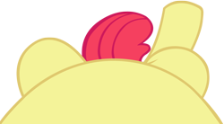 Size: 4096x2268 | Tagged: safe, artist:charleston-and-itchy, edit, editor:oathcharm, imported from derpibooru, apple bloom, earth pony, pony, belly, female, female pov, filly, foal, lying down, lying down meme, meme, offscreen character, offscreen female, on back, perspective, pictures of bellies, pov, simple background, solo, transparent background