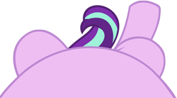 Size: 4096x2268 | Tagged: safe, artist:charleston-and-itchy, edit, editor:oathcharm, imported from derpibooru, starlight glimmer, pony, unicorn, belly, female, female pov, lying down, lying down meme, mare, meme, offscreen character, offscreen female, on back, perspective, pictures of bellies, pov, simple background, solo, transparent background