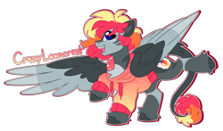 Size: 6950x4078 | Tagged: safe, artist:crazysketch101, imported from derpibooru, oc, oc only, oc:crazy looncrest, pegasus, pony, clothes, hoodie, leonine tail, simple background, solo, tail, transparent background