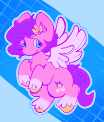 Size: 2441x2853 | Tagged: safe, artist:ohsotoasty, imported from derpibooru, pipp petals, pegasus, pony, abstract background, female, flying, g5, mare, smiling, solo, unshorn fetlocks