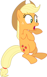 Size: 6000x9747 | Tagged: safe, artist:lunabubble-ede96, edit, editor:oathcharm, imported from derpibooru, vector edit, applejack, earth pony, pony, magic duel, absurd resolution, belly, belly edit, female, mare, open mouth, raised hooves, simple background, solo, transparent background, vector