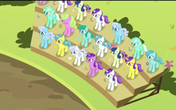 Size: 1116x702 | Tagged: safe, imported from derpibooru, screencap, amethyst star, banana fluff, bon bon, cold front, daisy, flower wishes, lemon hearts, linky, lyra heartstrings, ocean breeze, shoeshine, sparkler, sweetie drops, winter withers, pony, sisterhooves social, background pony, background pony audience, cropped, letter, names, sitting, unnamed character, unnamed pony