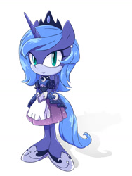 Size: 774x1032 | Tagged: safe, artist:kanayanga, imported from derpibooru, princess luna, alicorn, anthro, ear piercing, looking at you, piercing, s1 luna, sonic the hedgehog (series), sonicified