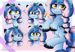 Size: 3600x2480 | Tagged: safe, artist:madelinne, imported from derpibooru, oc, oc only, oc:chrysocolla dawn, pony, :p, angry, blushing, braid, emotions, happy, heart, solo, tongue out