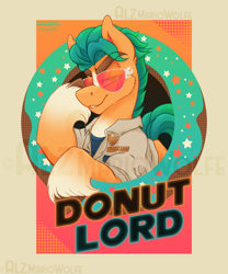 Size: 3000x3600 | Tagged: safe, artist:alzmariowolfe, imported from derpibooru, hitch trailblazer, earth pony, pony, donut lord, g5, james marsden, male, my little pony: a new generation, sheriff's badge, solo, sonic movie 2020, sonic the hedgehog (series), stallion, unshorn fetlocks, voice actor joke