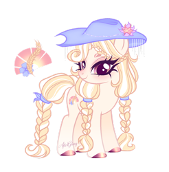 Size: 1280x1302 | Tagged: safe, artist:gloriaartist, imported from derpibooru, oc, oc only, earth pony, pony, braid, braided tail, earth pony oc, female, hat, mare, simple background, solo, tail, transparent background