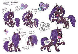 Size: 2048x1410 | Tagged: safe, imported from derpibooru, pony, unicorn, alternate hairstyle, cutie mark, dreadlocks, female, filly, foal, g5, official, reference sheet, simple background, violette rainbow, violettebetes, vitiligo, white background