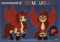 Size: 2048x1420 | Tagged: safe, artist:kiguren, imported from derpibooru, oc, oc only, alicorn, pony, alicorn oc, duo, horn, horseshoes, reference sheet, smiling, spread wings, tattoo, unshorn fetlocks, wings