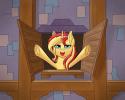 Size: 1000x800 | Tagged: safe, artist:fess, imported from derpibooru, sunset shimmer, pony, unicorn, female, mare, window