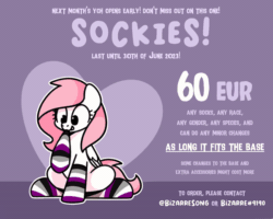 Size: 600x480 | Tagged: safe, artist:sugar morning, imported from derpibooru, oc, oc only, oc:sugar morning, pegasus, pony, asexual, asexual pride flag, clothes, commission, female, heart, mare, pride, pride flag, pride month, socks, solo, sparkles, striped socks, ych animation, ych example, your character here