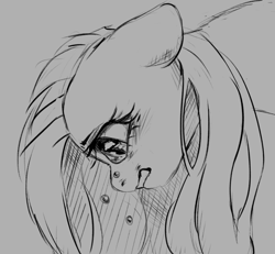 Size: 1145x1060 | Tagged: safe, artist:melodylibris, imported from derpibooru, fluttershy, pegasus, pony, bust, crying, female, floppy ears, frown, gray background, grayscale, gritted teeth, head down, looking down, mare, monochrome, sad, simple background, solo, teeth