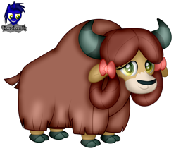 Size: 4154x3840 | Tagged: safe, artist:damlanil, imported from derpibooru, yona, yak, cloven hooves, commission, cute, female, happy, horn, looking at you, show accurate, simple background, solo, standing, transparent background, vector, yonadorable