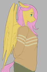 Size: 535x812 | Tagged: safe, artist:superduperath, imported from derpibooru, fluttershy, anthro, pegasus, ears back, solo