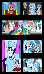Size: 600x1000 | Tagged: safe, artist:fireboltpug, imported from derpibooru, bow hothoof, rainbow dash, rumble, scootaloo, soarin', windy whistles, pegasus, pony, bride, clothes, colt, comic, dress, female, filly, flower filly, foal, groom, husband and wife, male, mare, marriage, married couple, shipping, soarindash, stallion, straight, tuxedo, wedding