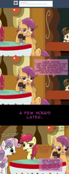 Size: 1000x2512 | Tagged: safe, artist:redheadfly, imported from derpibooru, apple bloom, pound cake, scootaloo, sweetie belle, pony, cutie mark crusaders, drink, heart, heart eyes, milkshake, older, tumblr:ask-adultscootaloo, wingding eyes