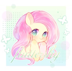 Size: 1200x1180 | Tagged: safe, artist:yinyan_0409, imported from derpibooru, fluttershy, pegasus, pony, cute, female, looking at you, mare, name, shyabetes, smiling, smiling at you, solo