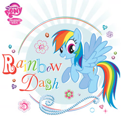 Size: 2400x2400 | Tagged: safe, imported from derpibooru, rainbow dash, pegasus, pony, female, flying, mare, my little pony logo, official, solo, spread wings, wings