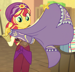 Size: 679x651 | Tagged: safe, imported from derpibooru, screencap, sunset shimmer, equestria girls, movie magic, spoiler:eqg specials, cropped, india movie set, solo, sunshim