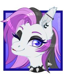 Size: 700x805 | Tagged: safe, artist:silkensaddle, imported from derpibooru, oc, oc:moonstone, bat pony, choker, eyeshadow, makeup