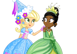 Size: 4093x2894 | Tagged: safe, artist:rainshadow, imported from derpibooru, applejack, human, equestria girls, african american, bare shoulders, beautiful, black hair, clothes, dark skin, disney, disney princess, dress, equestria girls-ified, female, froufrou glittery lacy outfit, gown, hat, hennin, jewelry, princess, princess applejack, princess costume, princess tiana, simple background, sleeveless, strapless, the princess and the frog, tiana, transparent background