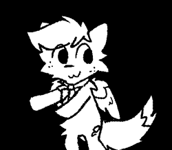 Size: 463x404 | Tagged: artist needed, source needed, safe, imported from derpibooru, oc, oc only, oc:lemon squeezy, fox, fox pony, hybrid, pegasus, pony, :3, bipedal, black and white, black background, dancing, freckles, grayscale, mauzymice, meme, monochrome, simple background, solo